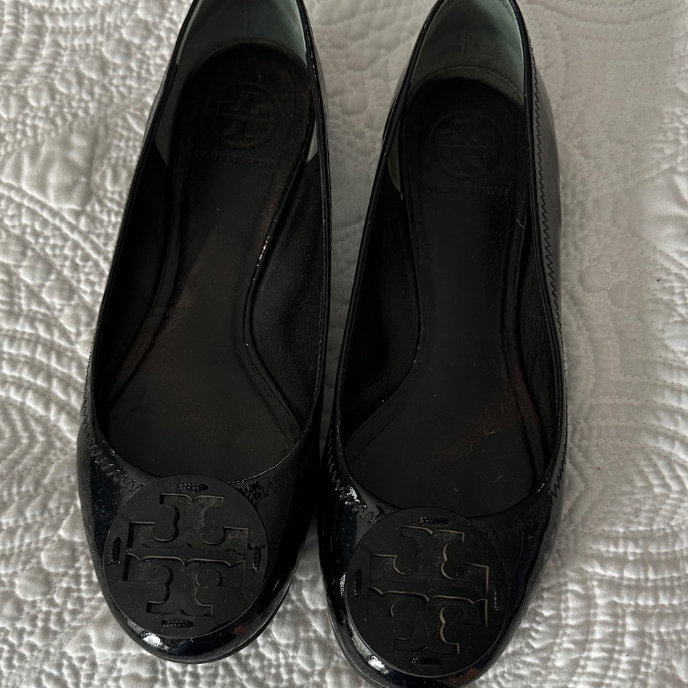 Tory Burch black patent flats size 9